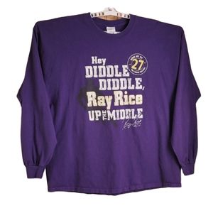 Gildan Purple Long Sleeve Graphic T Shirt W/Hey Diddle Diddle Ray Rice etc.  2XL